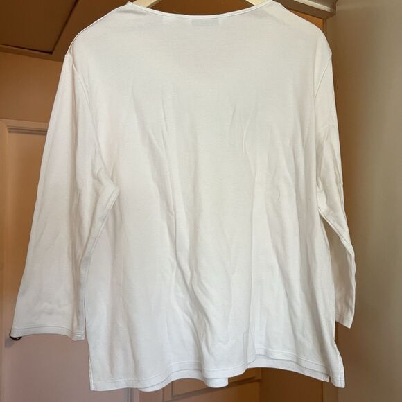 drapers and damons Women’s Top XL Embroidered Floral Neckline Purple Green - Picture 5 of 10